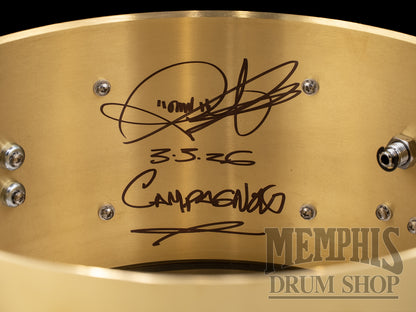 Dunnett Classic 14x7 Model K Cast Brass Snare Drum with Acacia Metal Wood Hoops - Raw