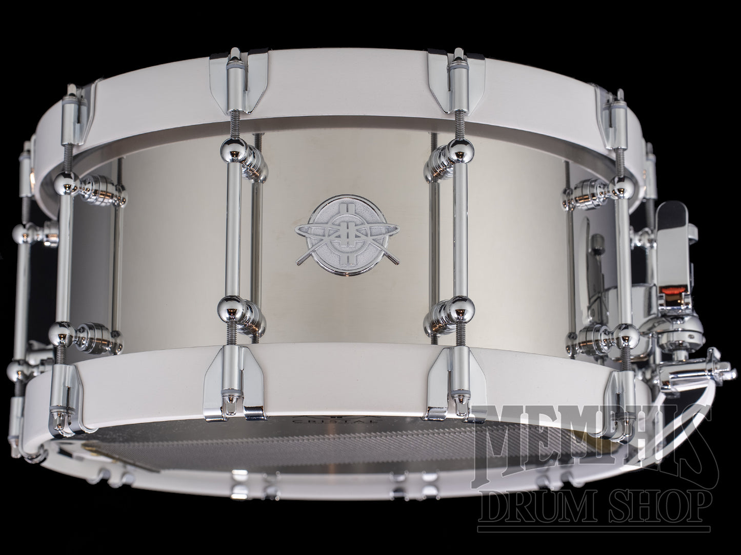 Dunnett Classic 14x7 Stainless Steel Snare Drum with White Metal Wood Hoops - Polished