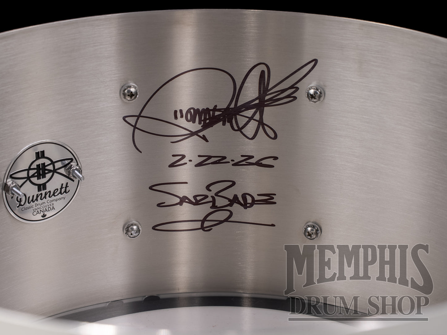Dunnett Classic 14x7 Stainless Steel Snare Drum with White Metal Wood Hoops - Polished