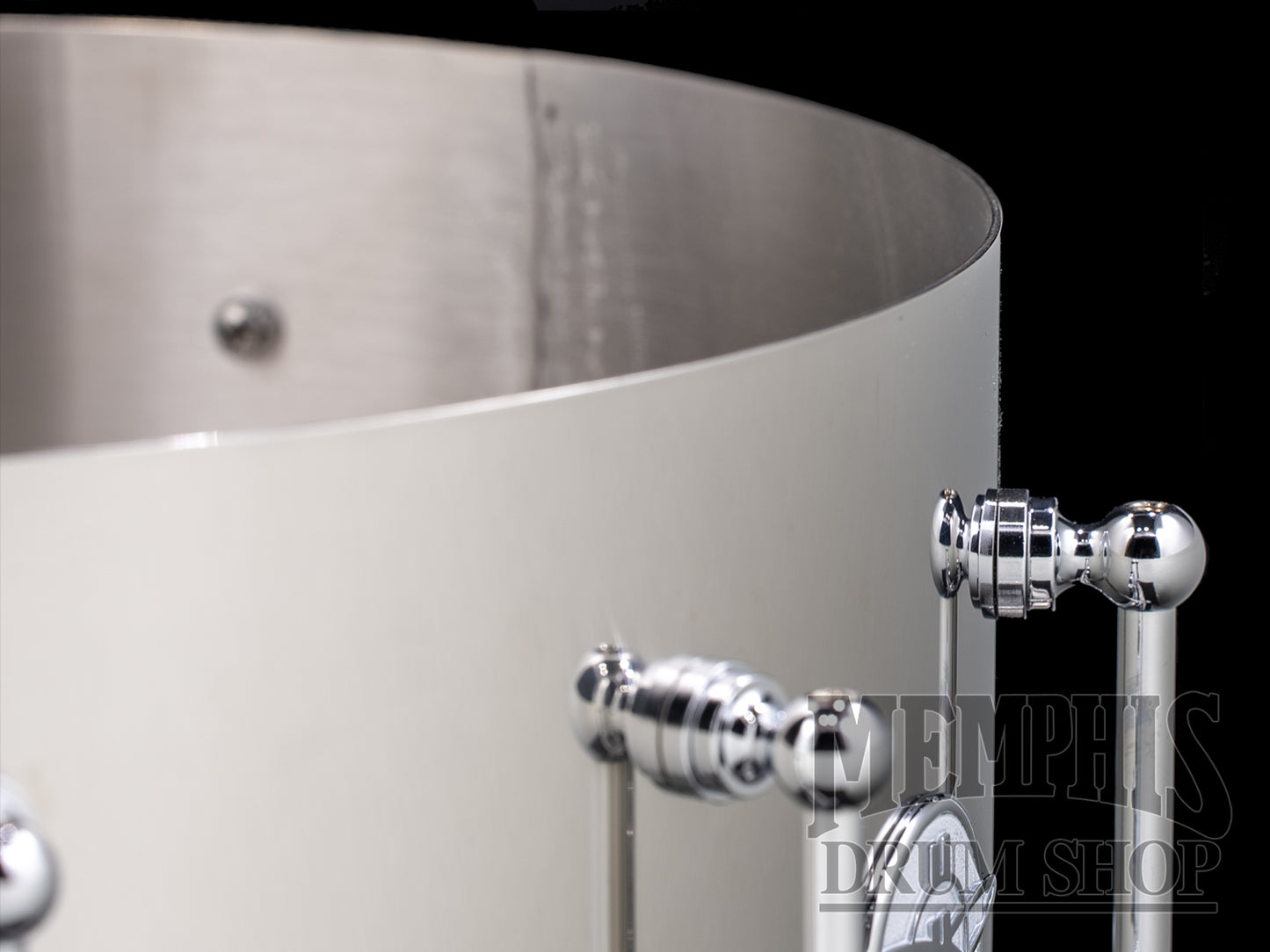 Dunnett Classic 14x7 Stainless Steel Snare Drum with White Metal Wood Hoops - Polished