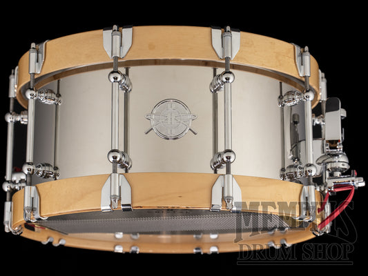 Dunnett Classic 14x7 Stainless Steel Snare Drum with Metal Wood Hoops - Polished