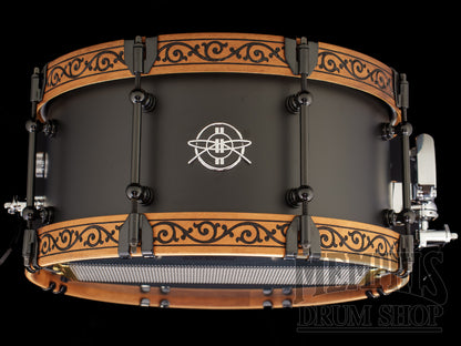 Dunnett Classic 14x7 Titanium Tourbillon Snare Drum with Engraved Acacia Metal Wood Hoops