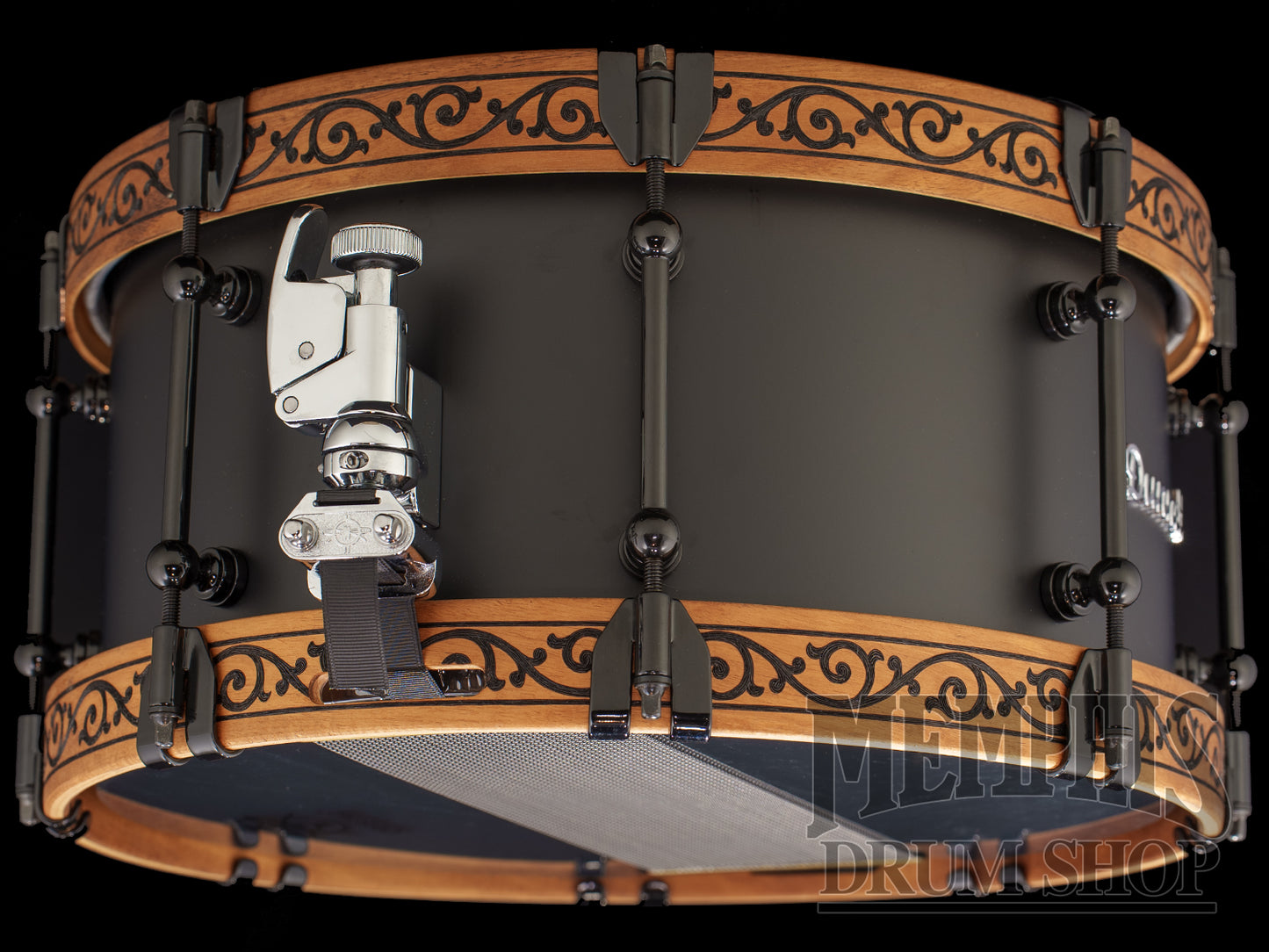 Dunnett Classic 14x7 Titanium Tourbillon Snare Drum with Engraved Acacia Metal Wood Hoops