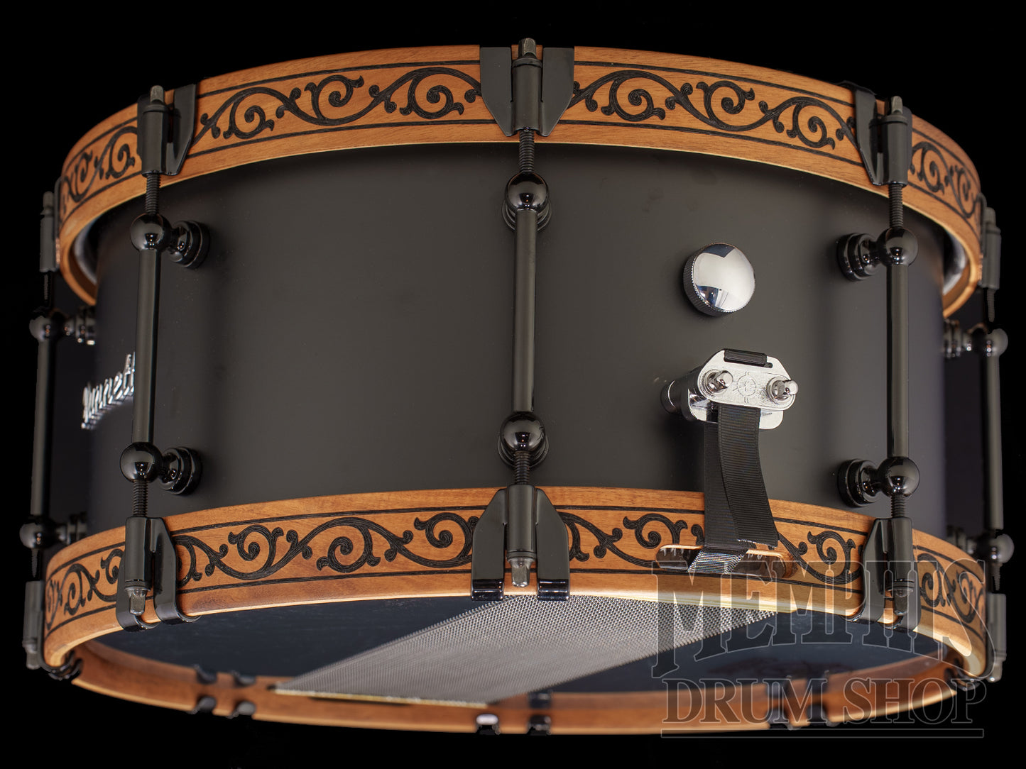 Dunnett Classic 14x7 Titanium Tourbillon Snare Drum with Engraved Acacia Metal Wood Hoops