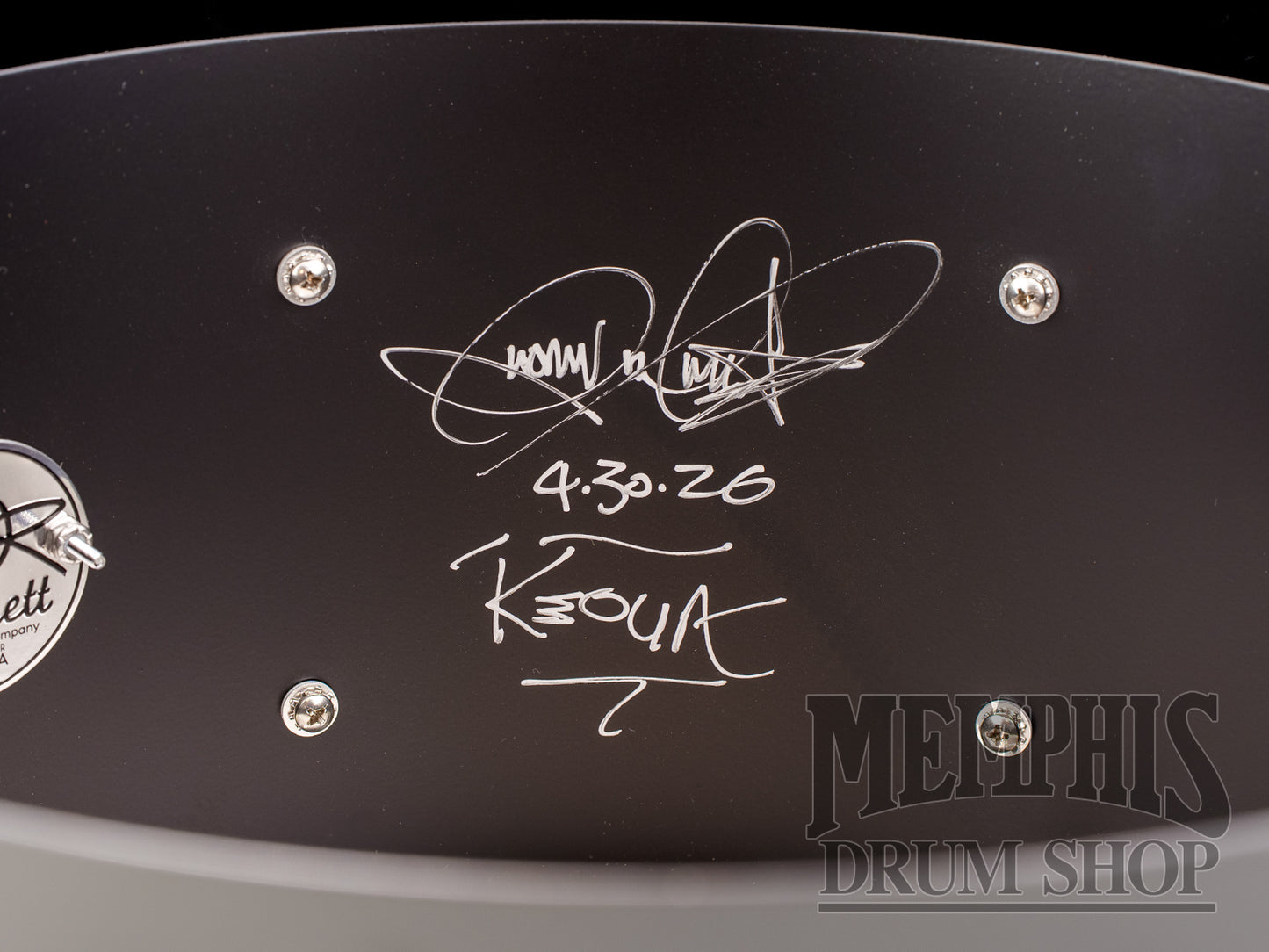 Dunnett Classic 14x7 Titanium Tourbillon Snare Drum with Engraved Acacia Metal Wood Hoops
