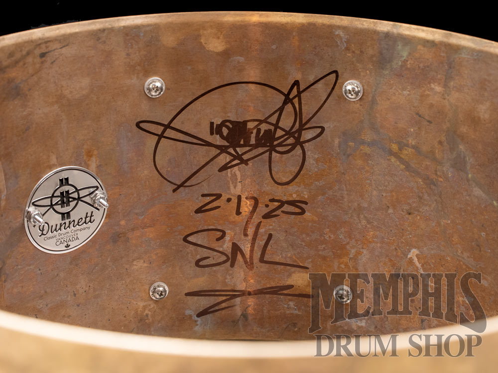 Dunnett Classic 14x8 Model K Kast Bronze Snare Drum with Die-Cast Hoops - Lucky Penny Patina