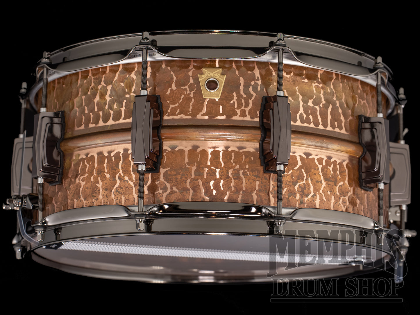 Ludwig 14x6.5 Raw Copperphonic Hammered Snare Drum with Black Nickel Hardware