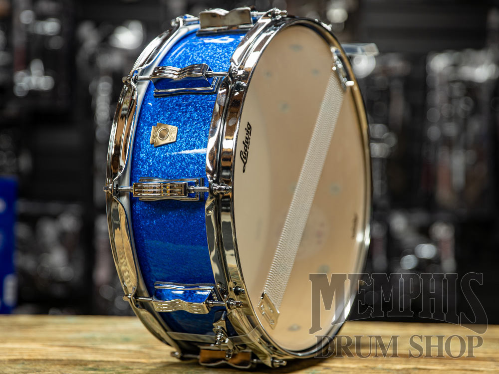 Used Ludwig 14x5 Classic Maple Snare Drum - Blue Sparkle