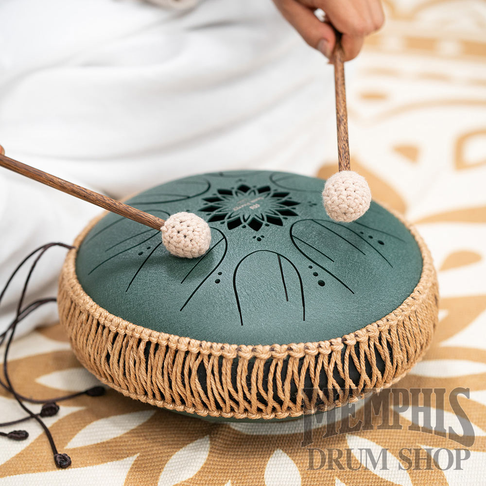 Meinl 10” Medium Octave Steel Tongue Drum F# Minor 8 Notes 432Hz - Dark Green