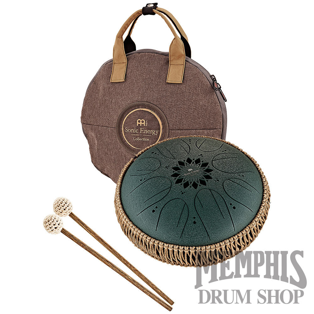 Meinl 10” Medium Octave Steel Tongue Drum F# Minor 8 Notes 432Hz - Dark Green