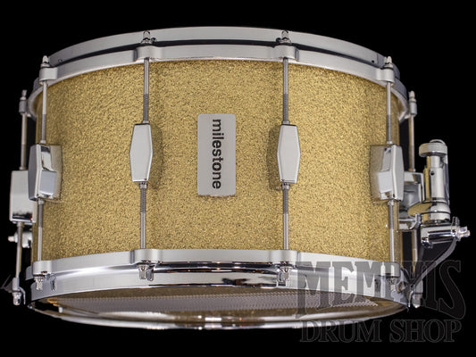 Milestone 14x8 Founder's Model Fiberglass Snare Drum with 10 Lugs - Gold Sparkle