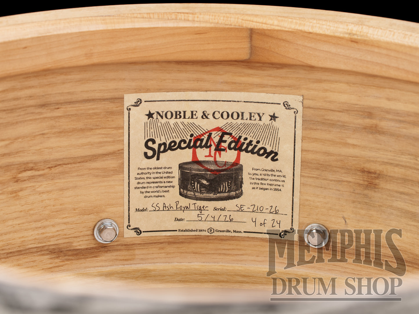 Noble & Cooley 14x6 Special Edition Solid Shell Classic Ash Snare Drum - Royal White Tiger