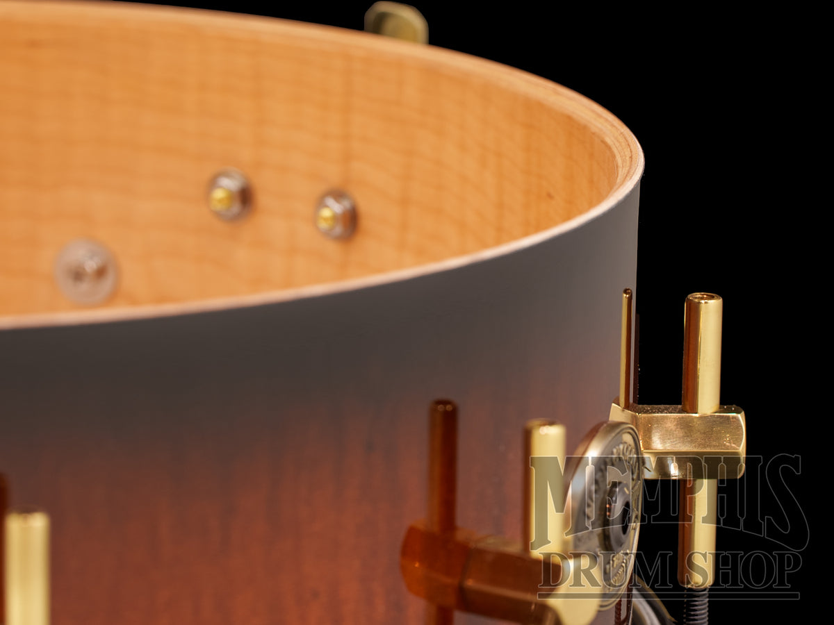 Noble & Cooley 14x5.5 Special Edition Curly Maple Snare Drum - Honey Maple Black Burst
