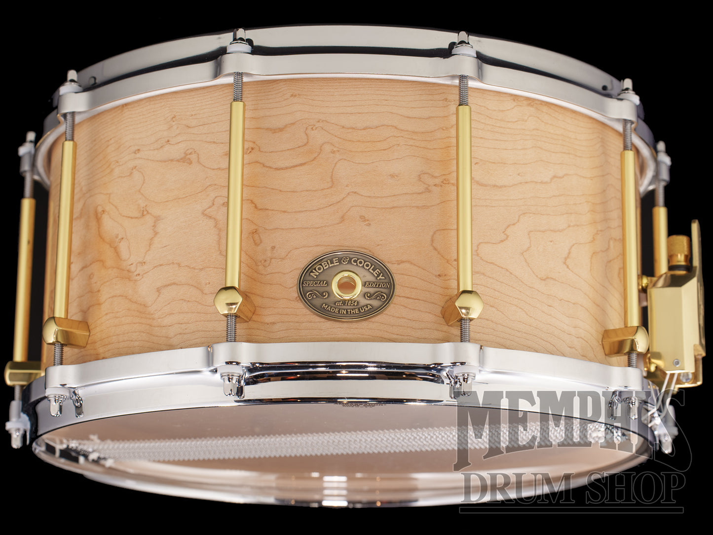 Noble & Cooley 14x7 Special Edition Solid Shell Classic Curly Maple Snare Drum with Die-cast Hoops