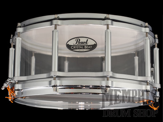 Pearl 14x6.5 Crystal Beat Free Floating Acrylic Snare Drum - Ultra Clear