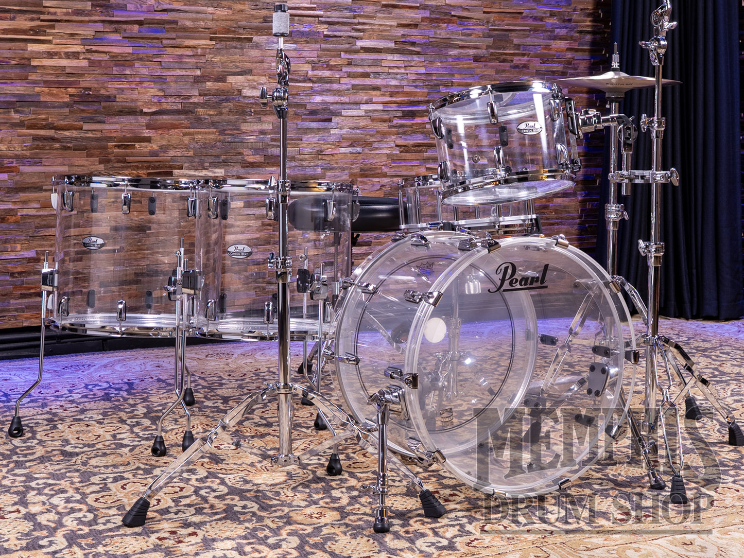 Pearl Crystal Beat Acrylic 4-Piece Drum Set 22/13/16/18 - Ultra Clear