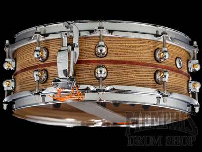 Pearl 14x5 Music City Custom One Of A Kind Solid Ash Snare Drum with Bloodwood Inlay