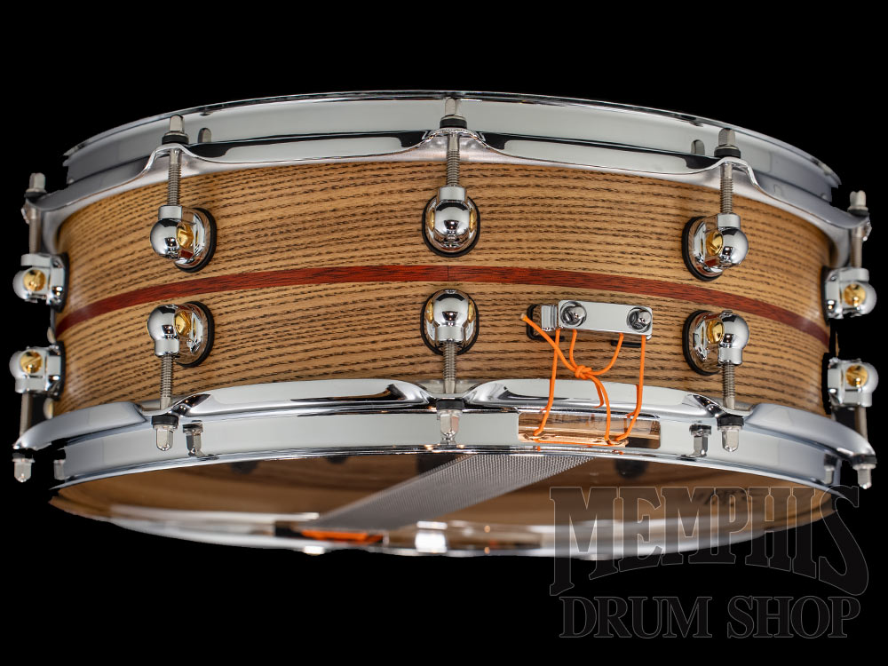 Pearl 14x5 Music City Custom One Of A Kind Solid Ash Snare Drum with Bloodwood Inlay