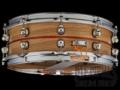 Pearl 14x5 Music City Custom One Of A Kind Solid Ash Snare Drum with Bloodwood Inlay