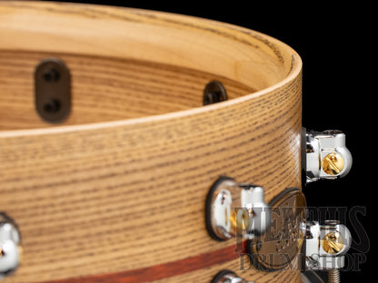 Pearl 14x5 Music City Custom One Of A Kind Solid Ash Snare Drum with Bloodwood Inlay