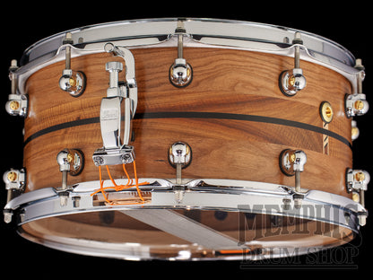 Pearl 14x6.5 Music City Custom Solid Cherry Snare Drum with Spalted Hackberry Inlay