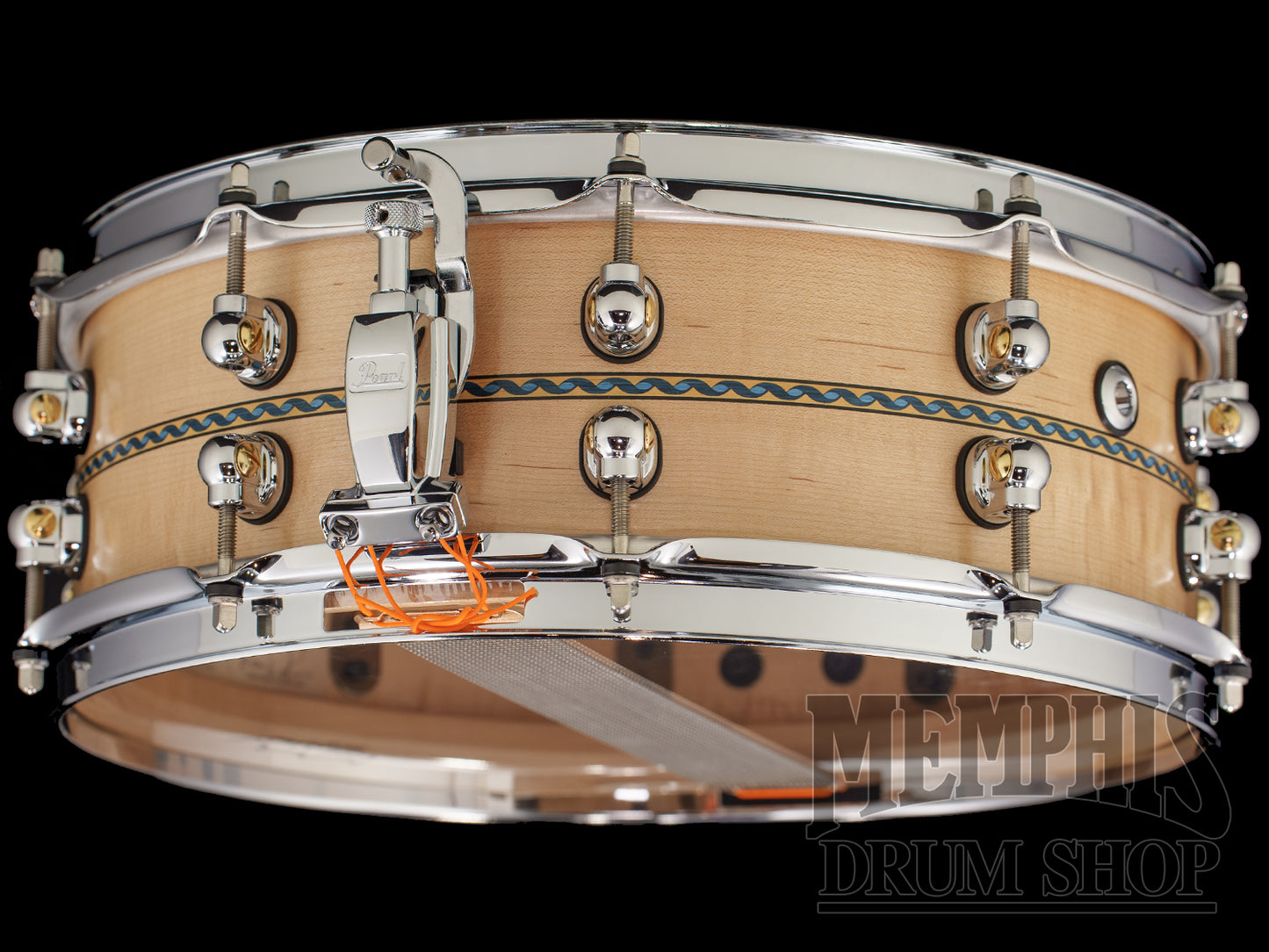 Pearl 14x5 Music City Custom Solid Maple Snare Drum with Blue Ribbon "DNA" Inlay
