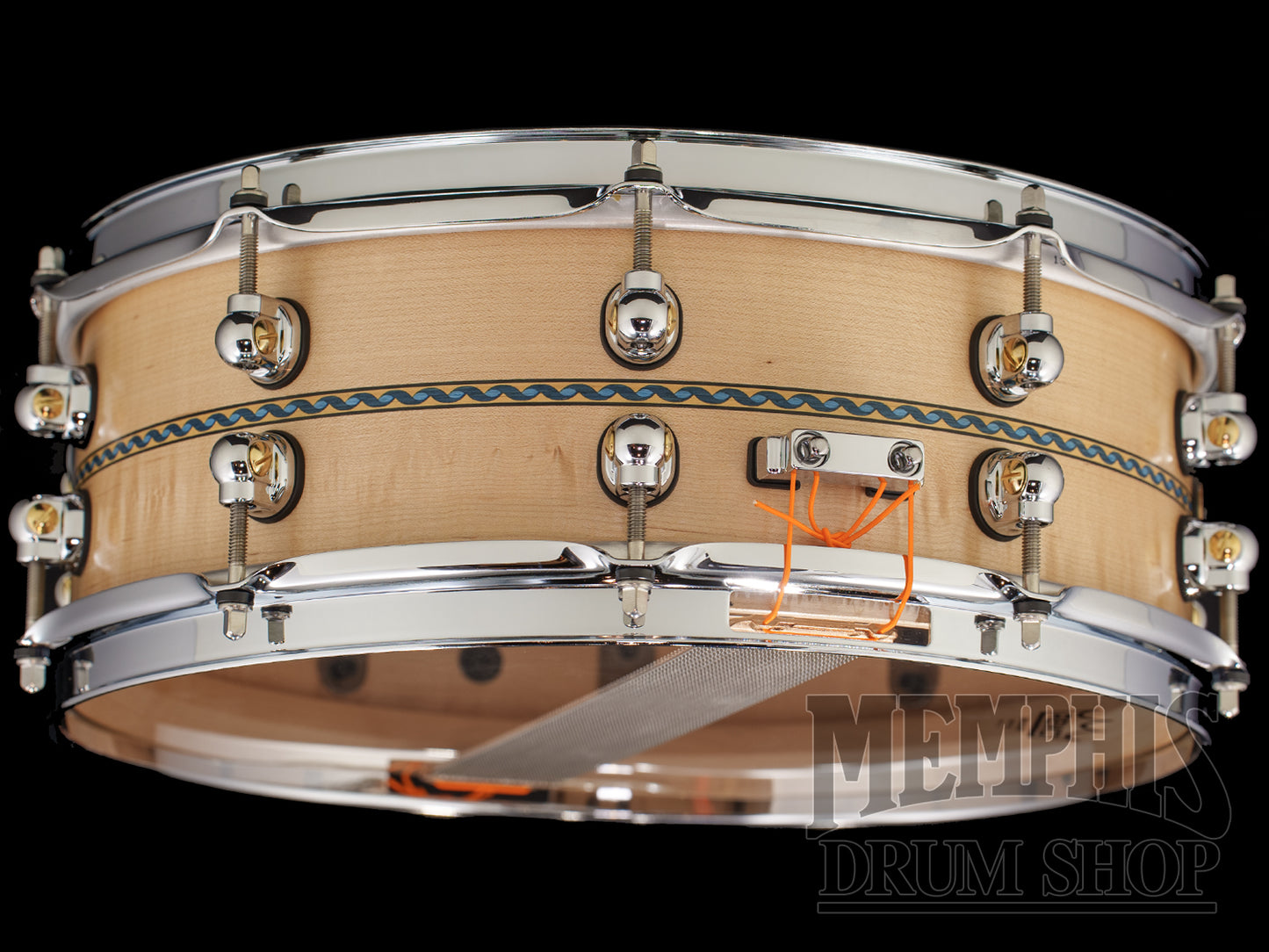Pearl 14x5 Music City Custom Solid Maple Snare Drum with Blue Ribbon "DNA" Inlay