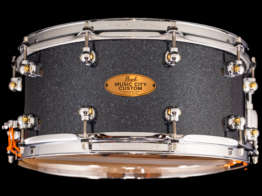 Pearl 14x6.5 Music City Custom Solid Maple Snare Drum - Charcoal Black Sparkle