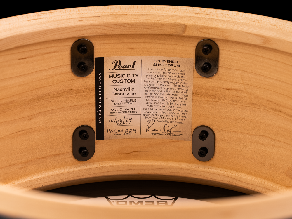 Pearl 14x6.5 Music City Custom Solid Maple Snare Drum - Charcoal Black Sparkle