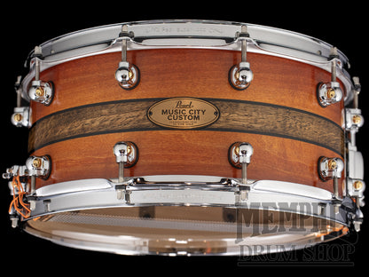 Pearl 14x6.5 Music City Custom One Of A Kind Solid Maple Snare Drum with Bourbon Barrel Inlay - Bramble Burst