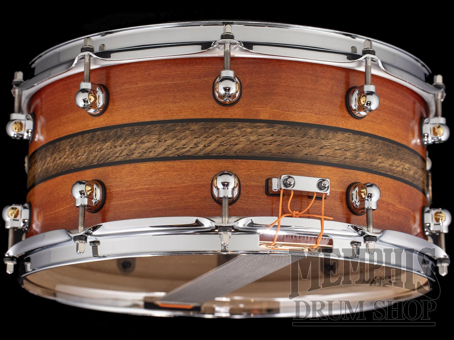 Pearl 14x6.5 Music City Custom One Of A Kind Solid Maple Snare Drum with Bourbon Barrel Inlay - Bramble Burst