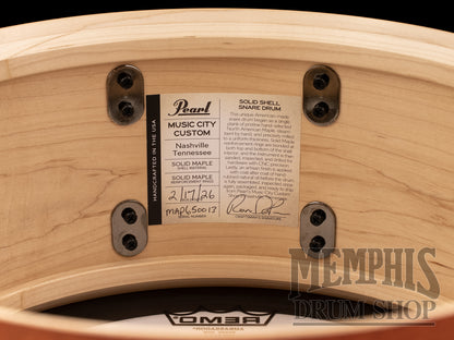Pearl 14x6.5 Music City Custom One Of A Kind Solid Maple Snare Drum with Bourbon Barrel Inlay - Bramble Burst
