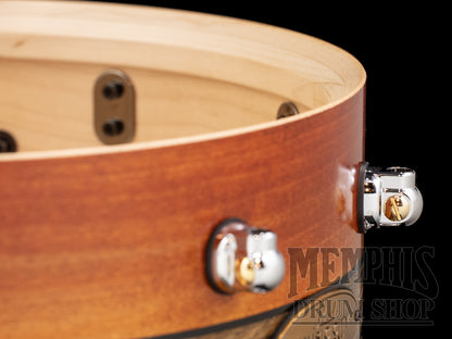 Pearl 14x6.5 Music City Custom One Of A Kind Solid Maple Snare Drum with Bourbon Barrel Inlay - Bramble Burst