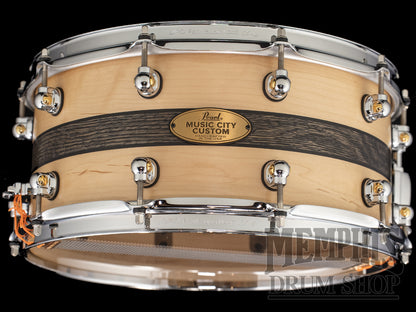 Pearl 14x6.5 Music City Custom One Of A Kind Solid Maple Snare Drum with Bourbon Barrel Inlay