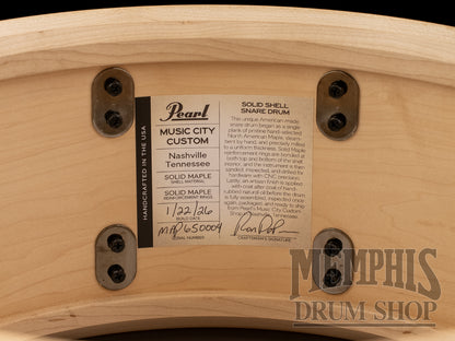 Pearl 14x6.5 Music City Custom One Of A Kind Solid Maple Snare Drum with Bourbon Barrel Inlay