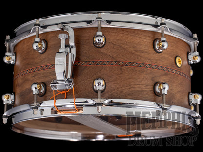 Pearl 14x6.5 Music City Custom One Of A Kind Solid Walnut Snare Drum with Inset Duo Bowline Inlay
