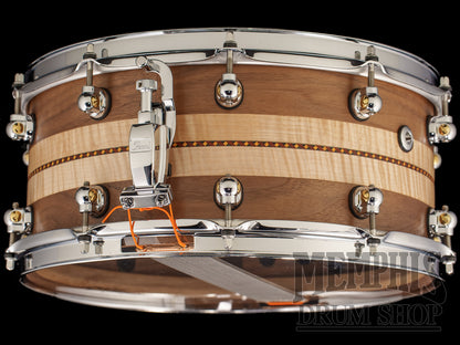 Pearl 14x6.5 Music City Custom Solid Walnut Snare Drum with Figured Maple Duo Inlay