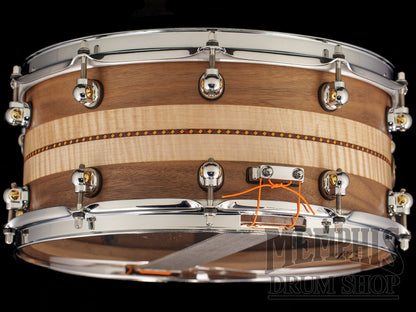 Pearl 14x6.5 Music City Custom Solid Walnut Snare Drum with Figured Maple Duo Inlay