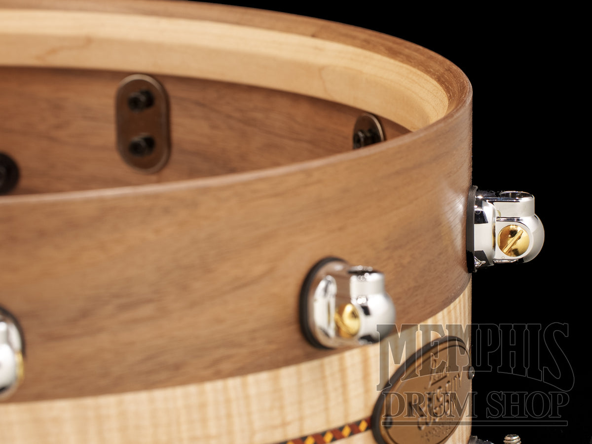 Pearl 14x6.5 Music City Custom Solid Walnut Snare Drum with Figured Maple Duo Inlay