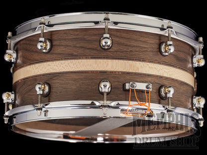 Pearl 14x6.5 Music City Custom Solid Walnut Snare Drum with Sycamore Wideband Inlay