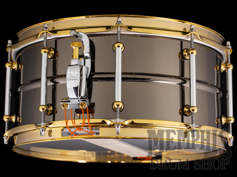 Pearl 14x6.5 Sensitone Limited Edition Black Nickel Over Brass Snare Drum with Gold Hardware