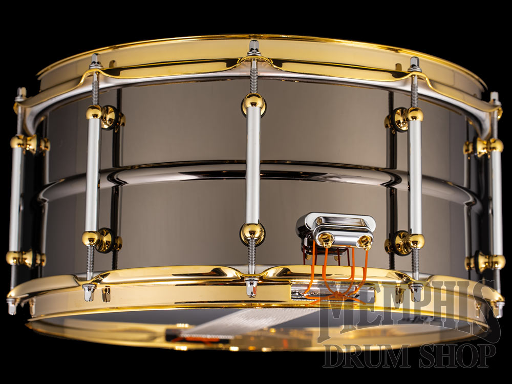 Pearl 14x6.5 Sensitone Limited Edition Black Nickel Over Brass Snare Drum with Gold Hardware