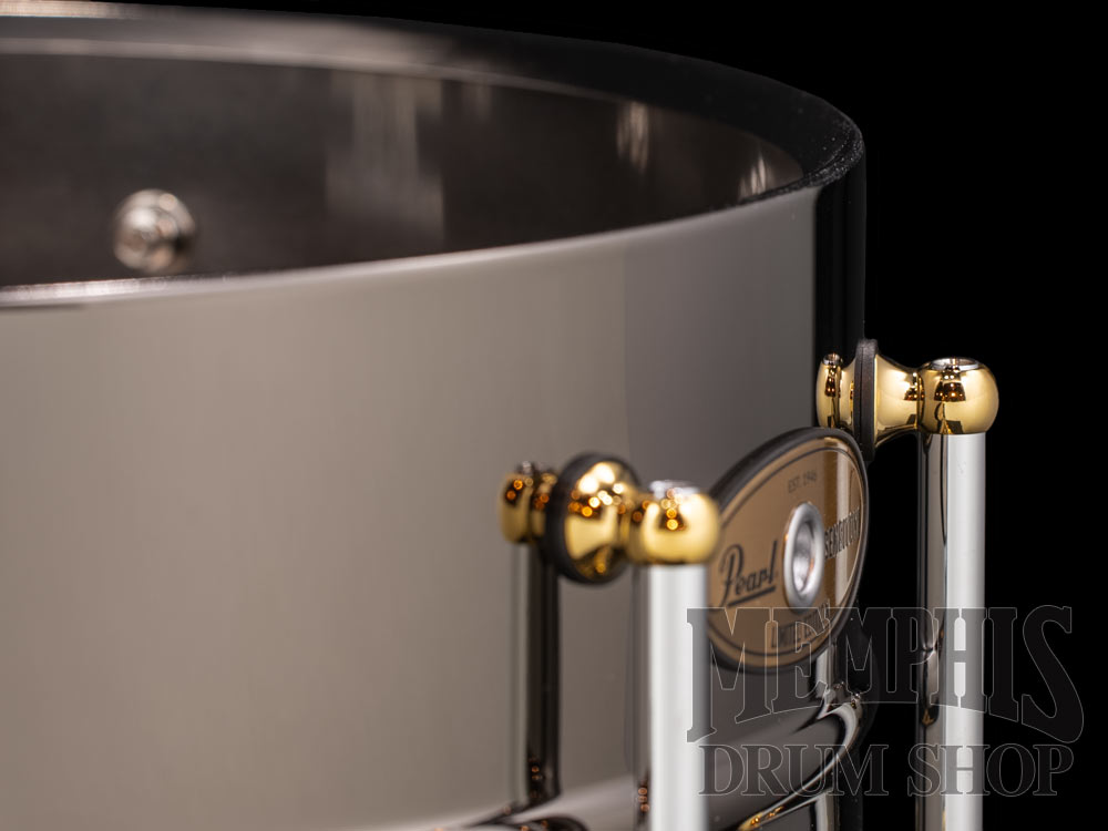 Pearl 14x6.5 Sensitone Limited Edition Black Nickel Over Brass Snare Drum with Gold Hardware