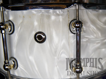 Used Pearl 13x6.5 Music City Custom Reference Pure Snare Drum - White Satin Moire
