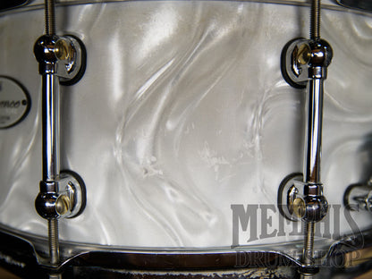 Used Pearl 13x6.5 Music City Custom Reference Pure Snare Drum - White Satin Moire