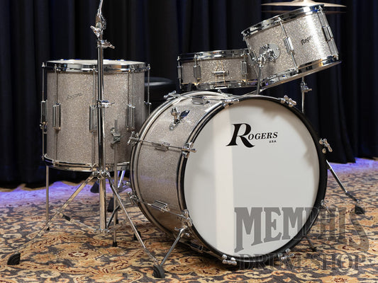 Vintage Rogers 60s Tower Drum Set 20/12/14/14 - Silver Sparkle Pearl