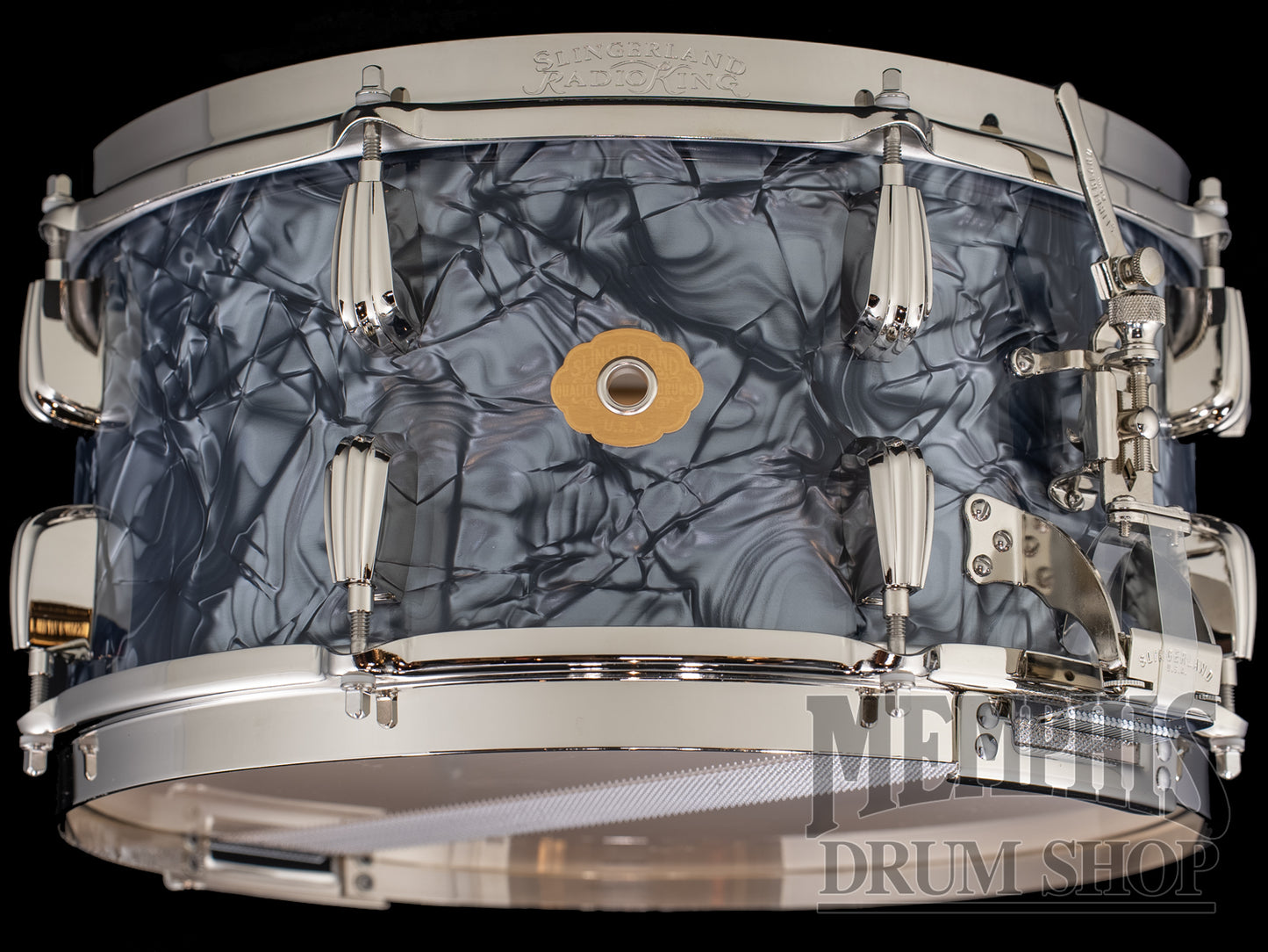 Slingerland 14x7 Radio King Solid Maple Snare Drum - Black Diamond Pearl