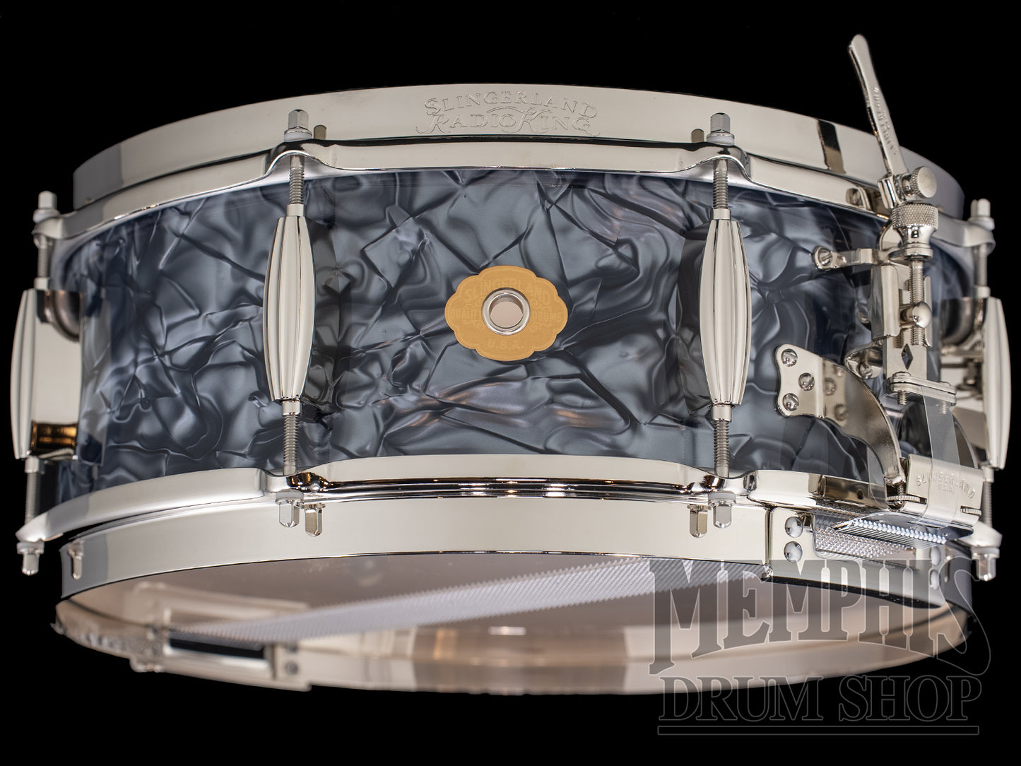 Slingerland 14x5.5 Radio King Solid Maple Snare Drum - Black Diamond Pearl
