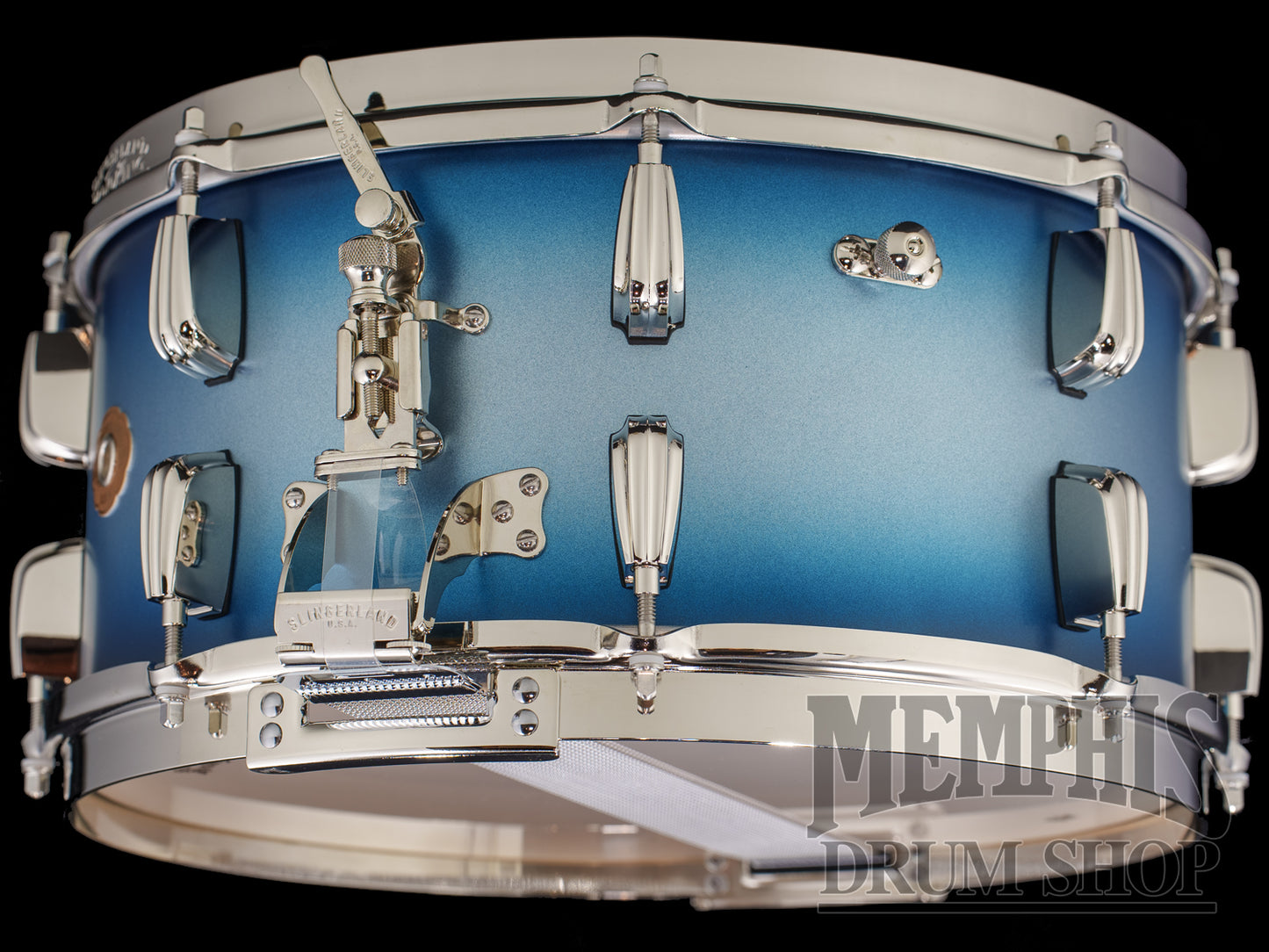 Slingerland 14x7 Radio King Solid Maple Snare Drum - Blue and Silver
