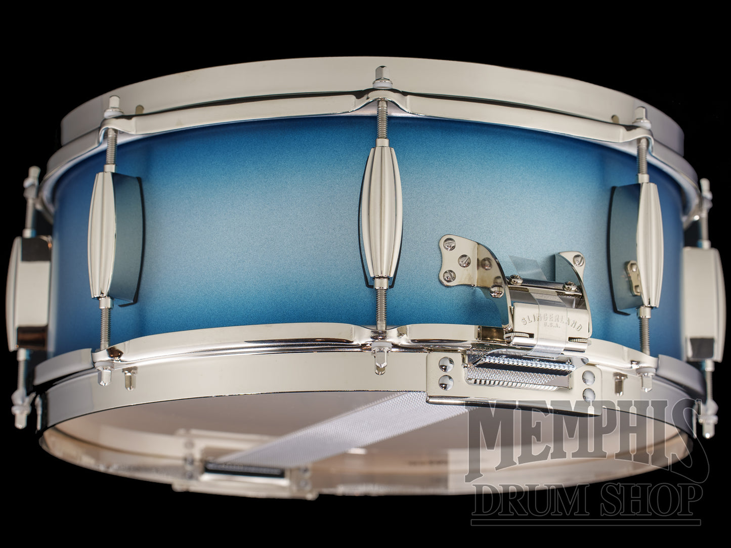 Slingerland 14x5.5 Radio King Solid Maple Snare Drum - Blue and Silver